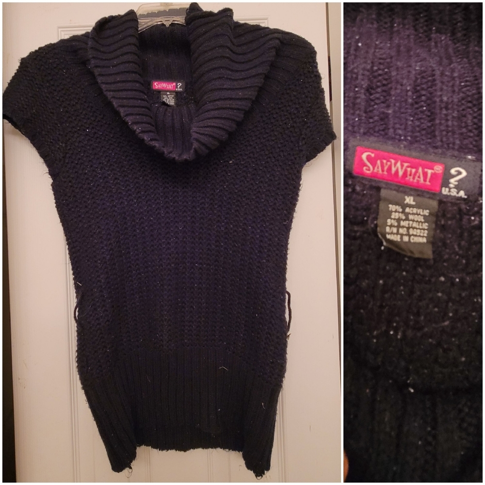 Only available in a bundle Black Sweater turtle neck with belt loop